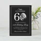 Invitation Noir + Blanc | Fête surprise pour 60 ans (Debout devant)
