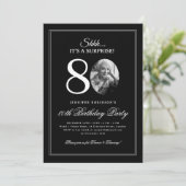 Invitation Noir + Blanc | Fête surprise pour 80 ans (Debout devant)