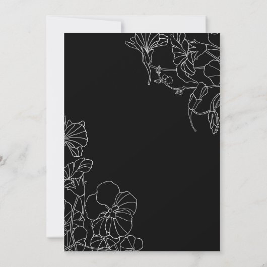 Invitation Noir Blanc Floral 60e Anniversaire (Dos)