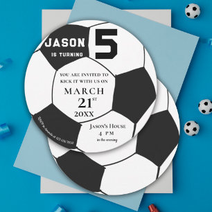 Invitation Noir Blanc Football Football Sports Thème Annivers
