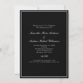 Invitation Noir Blanc Formal Élégant Fiançailles de mariage (Devant)