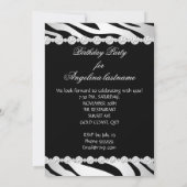 Invitation Noir Blanc Glamor Nuit Zèbre Parties scintillant T (Dos)