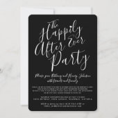 Invitation Noir blanc heureux jamais après la fête de mariage (Devant)