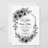 Invitation Noir Blanc I Do BBQ Sunflower Photo Fiançailles (Devant)