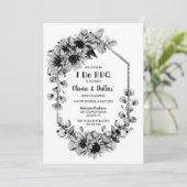 Invitation Noir Blanc I Do BBQ Sunflower Photo Fiançailles (Debout devant)