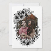 Invitation Noir Blanc I Do BBQ Sunflower Photo Fiançailles (Dos)