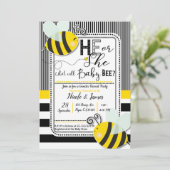 Invitation Noir Blanc Il ou Elle BEE Genre Reveillez Douche (Debout devant)