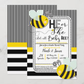 Invitation Noir Blanc Il ou Elle BEE Genre Reveillez Douche (Devant / Derrière)