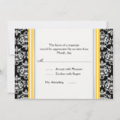 Invitation Noir blanc jaune damassé mariage fiançailles (Dos)