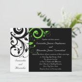 Invitation Noir/Blanc/Lime Vert Gras Mariage (Debout devant)