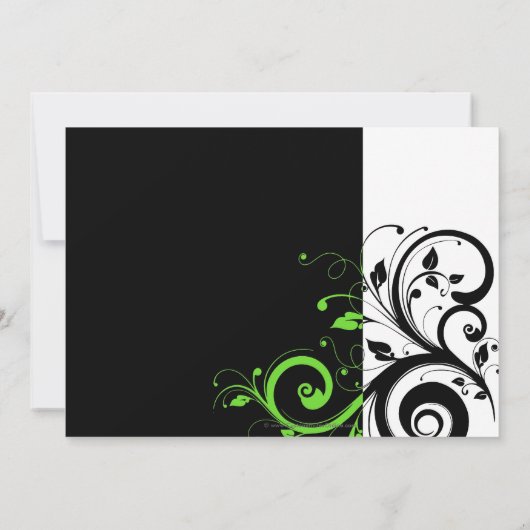 Invitation Noir/Blanc/Lime Vert Gras Mariage (Dos)