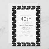 Invitation Noir & Blanc Mid Century Moderne Abstrait Annivers (Devant)