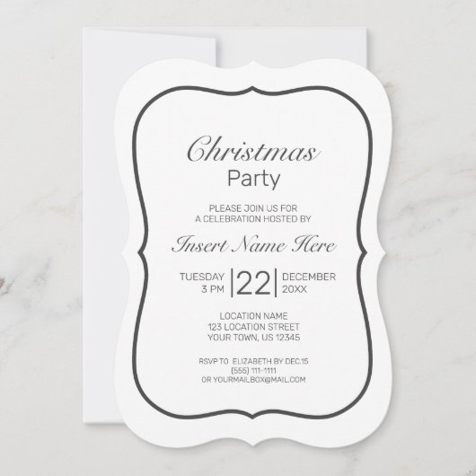 Invitation Noir blanc minimaliste moderne (Devant)