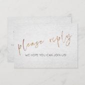 Invitation Noir & Blanc minimum Type Mariage RSVP Repas (Devant / Derrière)