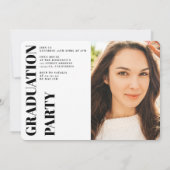 Invitation Noir blanc moderne 3 photos graduation (Dos)