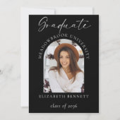 Invitation Noir Blanc Moderne Arche Photo Fête de Remise de D (Devant)