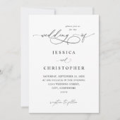 Invitation Noir & Blanc Moderne Calligraphie 3 Mariage (Devant)