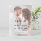 Invitation Noir blanc moderne Calligraphie Vellum 3 Photo (Debout devant)