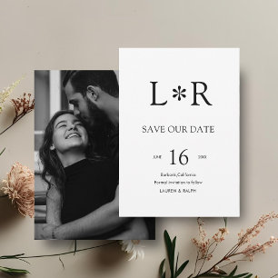 Invitation Noir & Blanc Moderne Élégant Enregistrer la Date