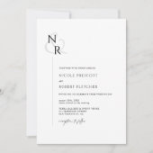 Invitation Noir & Blanc Moderne Élégant Mariage Monogramme (Devant)