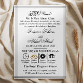 Invitation Noir blanc moderne Islam Nikah Mariage musulman