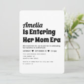 Invitation Noir Blanc Moderne Maman Ère Baby shower minimalis (Debout devant)