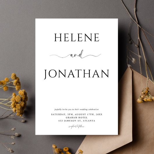 Invitation Noir blanc moderne minimaliste élégant mariage