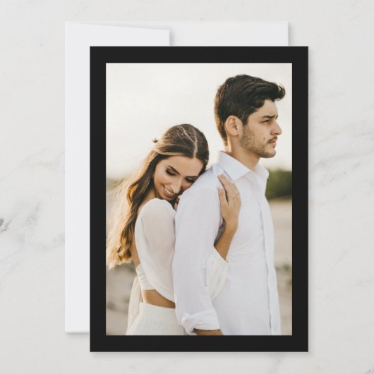 Invitation Noir blanc moderne Réception de mariage simple Pho (Dos)