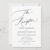 Invitation Noir blanc moderne Réception de mariage simple Pho (Devant)