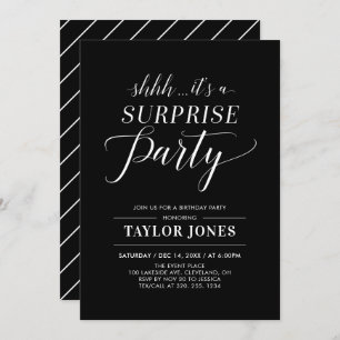 Invitation Noir & Blanc   Moderne Surprise Anniversaire Inv
