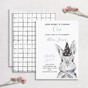 Invitation Noir & Blanc Neutre Certains lapins sont un annive