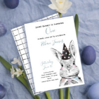 Noir & Blanc Neutre Quelque Lapin a une Fête d'ann