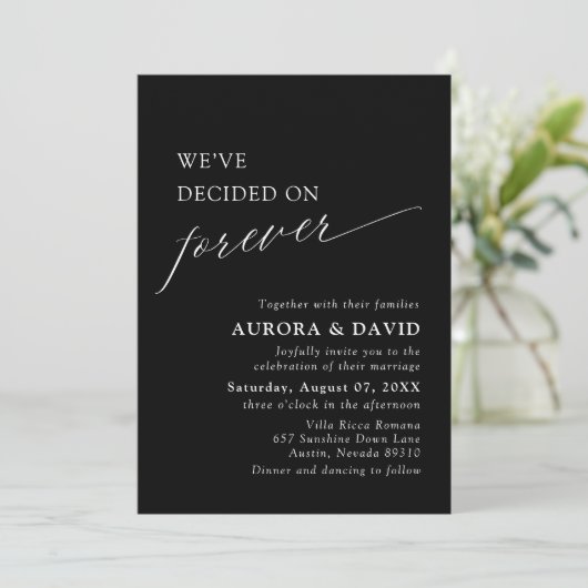 Invitation Noir & Blanc Nous avons décidé de Mariage pour tou (Debout devant)