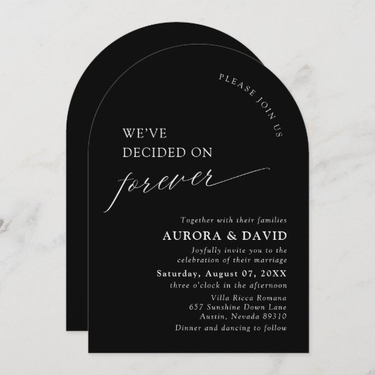 Invitation Noir & Blanc Nous avons décidé de Mariage pour tou (Devant / Derrière)