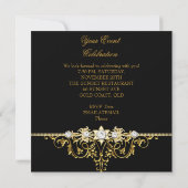 Invitation Noir Blanc Or Argent Élégant Fête (Dos)