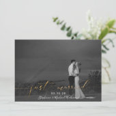 Invitation Noir Blanc Or Calligraphie Juste Marié Photo (Debout devant)