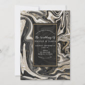 Invitation Noir Blanc & Or Chic Moderne Mariage (Devant)