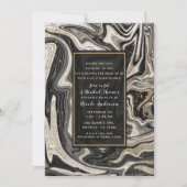 Invitation Noir Blanc & Or Chic Tourbillon Moderne Réception  (Devant)