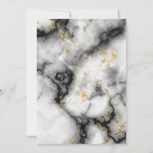 Invitation Noir Blanc Or Foil Agate Marbre Mariage (Dos)