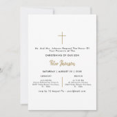 Invitation Noir Blanc & Or Genre Neutre Christening (Devant)