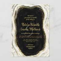 Noir Blanc & Or Géode Agate Marbre Mariage
