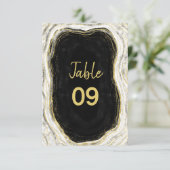 Invitation Noir Blanc & Or Géode Mariage Numéros de tableau (Debout devant)