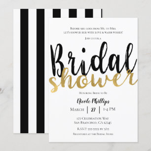 Invitation Noir Blanc Or Glamour Moderne Réception de Mariage