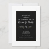 Invitation Noir Blanc Or moderne minimal Fiançailles élégant (Devant)