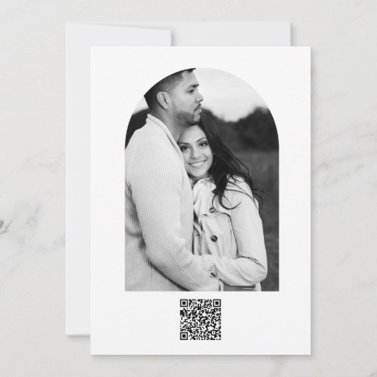 Invitation Noir Blanc Or moderne minimal mariage élégant (Dos)