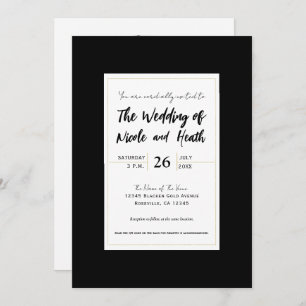 Invitation Noir Blanc Or moderne minimal mariage élégant