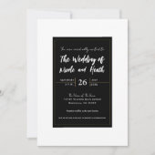 Invitation Noir Blanc Or moderne minimal mariage élégant (Devant)