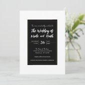 Invitation Noir Blanc Or moderne minimal mariage élégant (Debout devant)