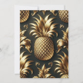 Invitation Noir Blanc & Or Tropical Engagement de l'Ananas (Dos)