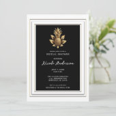 Invitation Noir Blanc Or Tropical Pineapple Shower de Mariée (Debout devant)
